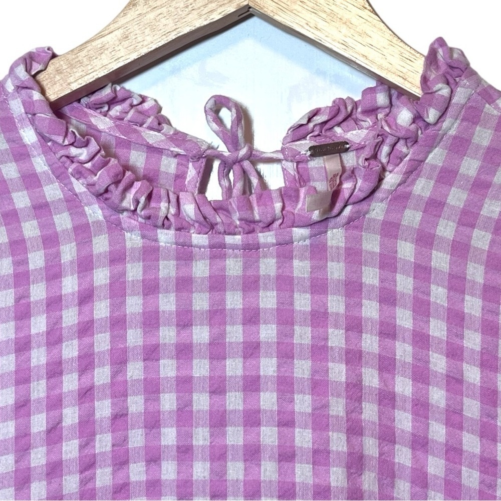 Free People Liza Drop Waist Gingham Midi Dress in Tuscany Pink Size XS - Picture 8 of 16